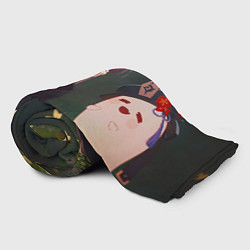 Плед флисовый Ху Тао с призраком сидит - Genshin Impact, цвет: 3D-велсофт — фото 2