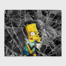 Плед флисовый Барт Симпсон разбил из рогатки стекло, цвет: 3D-велсофт