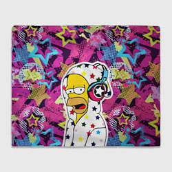 Плед флисовый Гомер Симпсон в звёздном балахоне!, цвет: 3D-велсофт