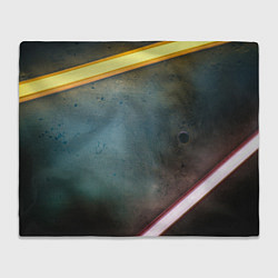 Плед флисовый Абстрактная тёмная поверхность и неоновые фонари, цвет: 3D-велсофт