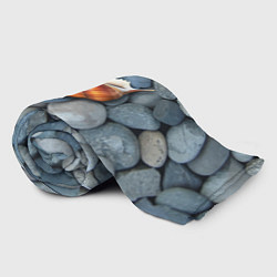Плед флисовый Одинокая ракушка среди морских камней, цвет: 3D-велсофт — фото 2