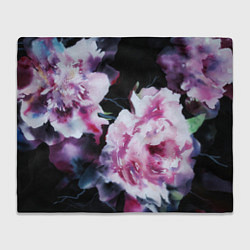 Плед флисовый Цветы Пионы Акварель, цвет: 3D-велсофт