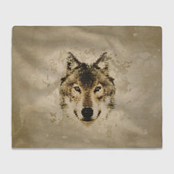 Плед флисовый Полигональная голова волка, цвет: 3D-велсофт