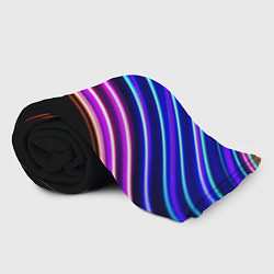 Плед флисовый Неоновые полосы на черном, цвет: 3D-велсофт — фото 2