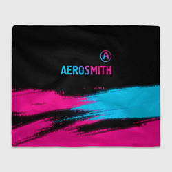 Плед флисовый Aerosmith - neon gradient: символ сверху, цвет: 3D-велсофт