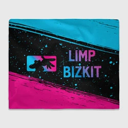 Плед флисовый Limp Bizkit - neon gradient: надпись и символ, цвет: 3D-велсофт