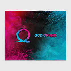 Плед флисовый God of War - neon gradient: надпись и символ, цвет: 3D-велсофт