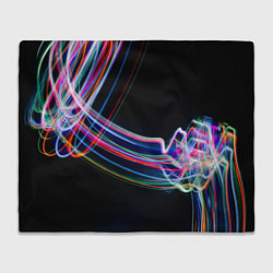 Плед флисовый Неоновые линии во тьме, цвет: 3D-велсофт