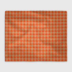 Плед флисовый Цветочки на оранжевом фоне, цвет: 3D-велсофт