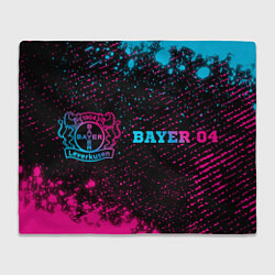 Плед флисовый Bayer 04 - neon gradient: надпись и символ, цвет: 3D-велсофт