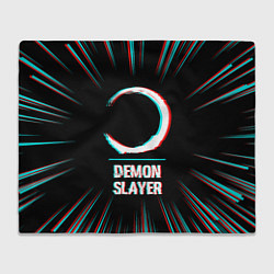 Плед флисовый Символ Demon Slayer в стиле glitch на темном фоне, цвет: 3D-велсофт