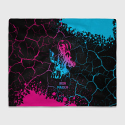 Плед флисовый Iron Maiden - neon gradient, цвет: 3D-велсофт