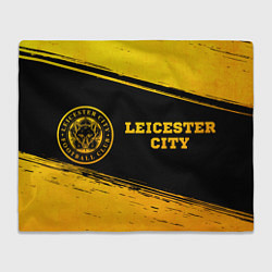 Плед флисовый Leicester City - gold gradient: надпись и символ, цвет: 3D-велсофт
