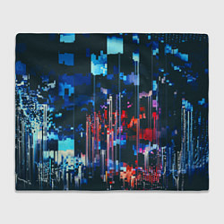 Плед флисовый Огни большого города - Глитч, цвет: 3D-велсофт