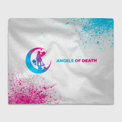 Плед флисовый Angels of Death neon gradient style: надпись и сим, цвет: 3D-велсофт