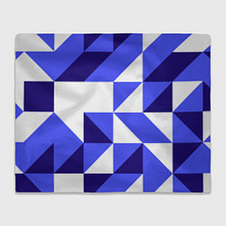 Плед флисовый Абстрактный сине-белый паттерн, цвет: 3D-велсофт