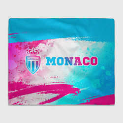 Плед флисовый Monaco neon gradient style: надпись и символ, цвет: 3D-велсофт