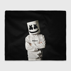 Плед флисовый Marshmello на чёрном фоне, цвет: 3D-велсофт