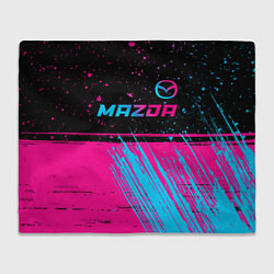 Плед флисовый Mazda - neon gradient: символ сверху, цвет: 3D-велсофт