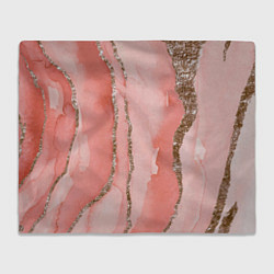 Плед флисовый Розовое золото акварель, цвет: 3D-велсофт