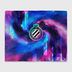 Плед флисовый Club Brugge неоновый космос, цвет: 3D-велсофт