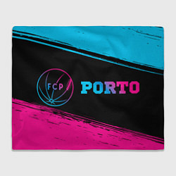 Плед флисовый Porto - neon gradient: надпись и символ, цвет: 3D-велсофт