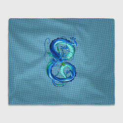Плед флисовый Синий дракон в форме цифры 8, цвет: 3D-велсофт