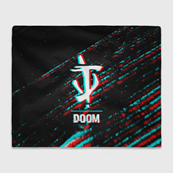 Плед флисовый Doom в стиле glitch и баги графики на темном фоне, цвет: 3D-велсофт