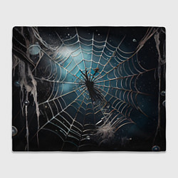 Плед флисовый Halloween - паутина на фоне мрачного неба, цвет: 3D-велсофт