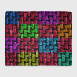 Плед флисовый Грубая вязка - цветная клетка - fashion 2044, цвет: 3D-велсофт