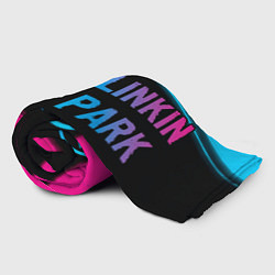 Плед флисовый Linkin Park - neon gradient: надпись и символ, цвет: 3D-велсофт — фото 2