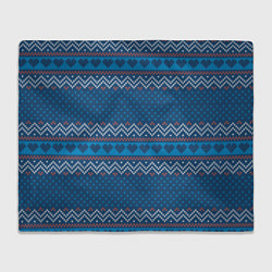 Плед флисовый Вязанный стиль - сердечки, цвет: 3D-велсофт