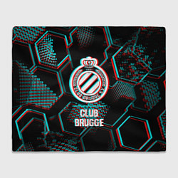 Плед флисовый Club Brugge FC в стиле glitch на темном фоне, цвет: 3D-велсофт