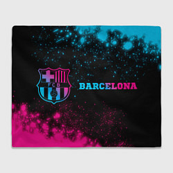 Плед флисовый Barcelona - neon gradient: надпись и символ, цвет: 3D-велсофт