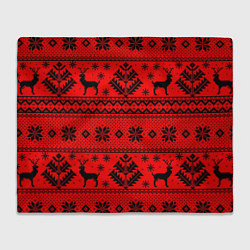 Плед флисовый Happy new year, black deer, цвет: 3D-велсофт