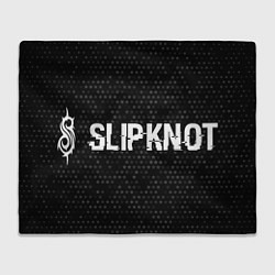 Плед флисовый Slipknot glitch на темном фоне: надпись и символ, цвет: 3D-велсофт