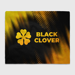 Плед флисовый Black Clover - gold gradient: надпись и символ, цвет: 3D-велсофт