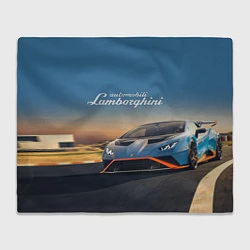 Плед флисовый Lamborghini Huracan STO - car racing, цвет: 3D-велсофт