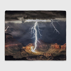 Плед флисовый Мощная молния в горах, цвет: 3D-велсофт