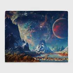 Плед флисовый Горы и бескрайний космос, цвет: 3D-велсофт