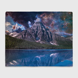 Плед флисовый Горы и лес у озера, цвет: 3D-велсофт