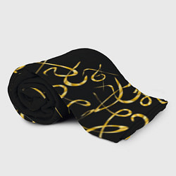 Плед флисовый Золотая каллиграфия на черном фоне, цвет: 3D-велсофт — фото 2
