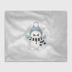 Плед флисовый Милый снеговик и снежинки, цвет: 3D-велсофт