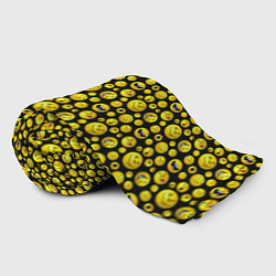 Плед флисовый Шарики эмодзи на черном, цвет: 3D-велсофт — фото 2