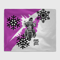 Плед флисовый New Year: Santa Biker, цвет: 3D-велсофт