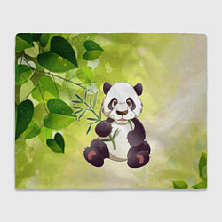 Плед флисовый Панда на фоне листьев, цвет: 3D-велсофт