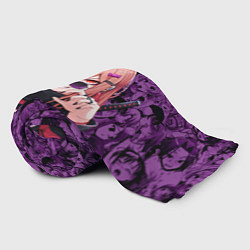 Плед флисовый Человек - бензопила Пауэр и фиолетовый ахегао, цвет: 3D-велсофт — фото 2