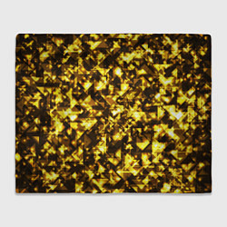 Плед флисовый Золотой узор треугольники на черном фоне, цвет: 3D-велсофт