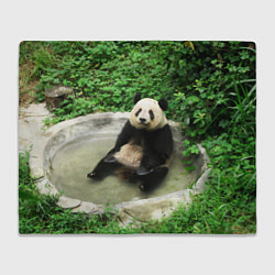 Плед флисовый Панда отдыхает в ванной, цвет: 3D-велсофт