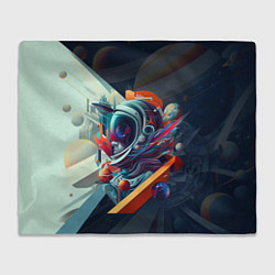 Плед флисовый Космос в стиле кубизма, цвет: 3D-велсофт